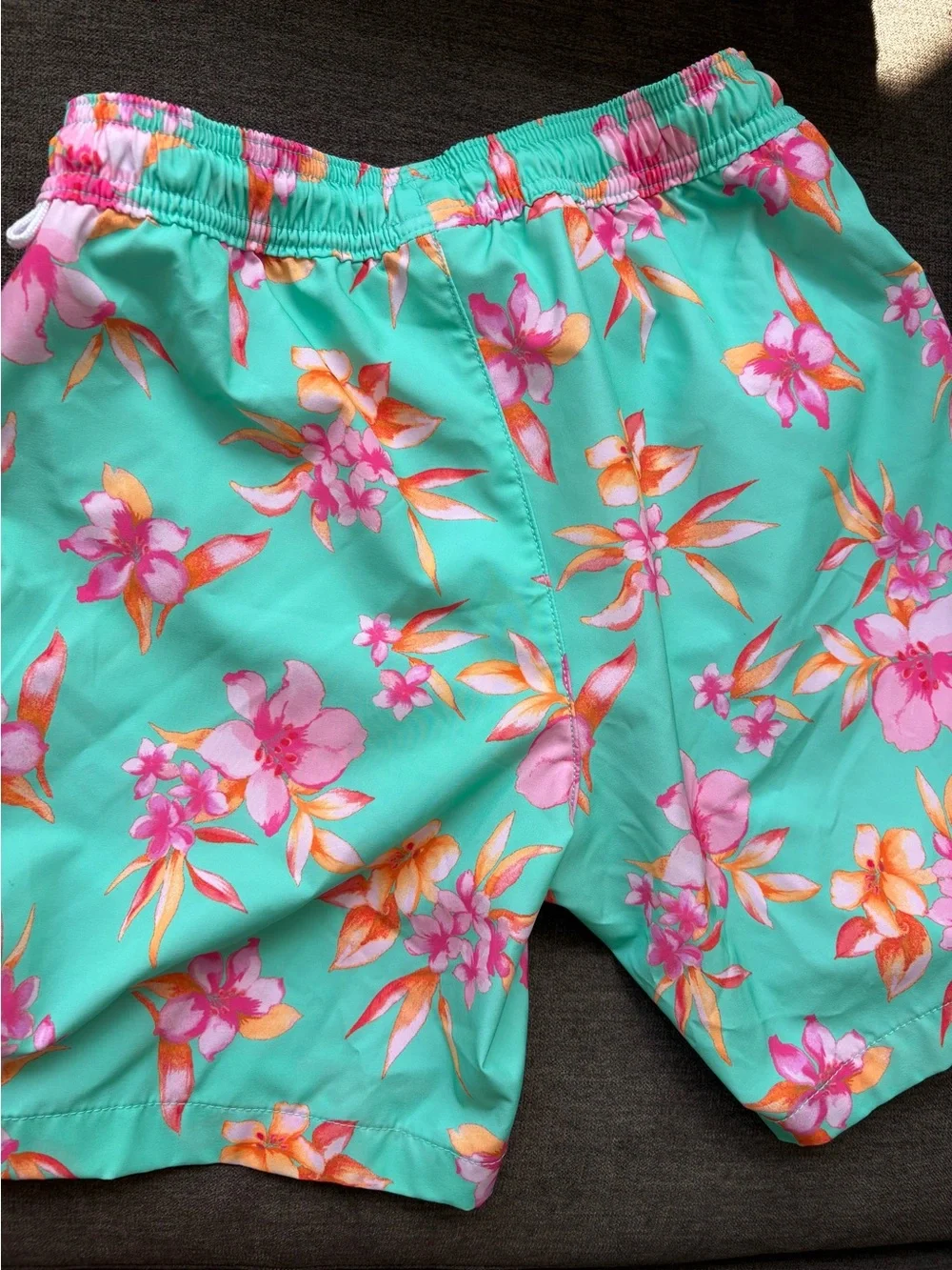 Crewcuts Aqua Swim Shorts with Pink & Orange Floral Print